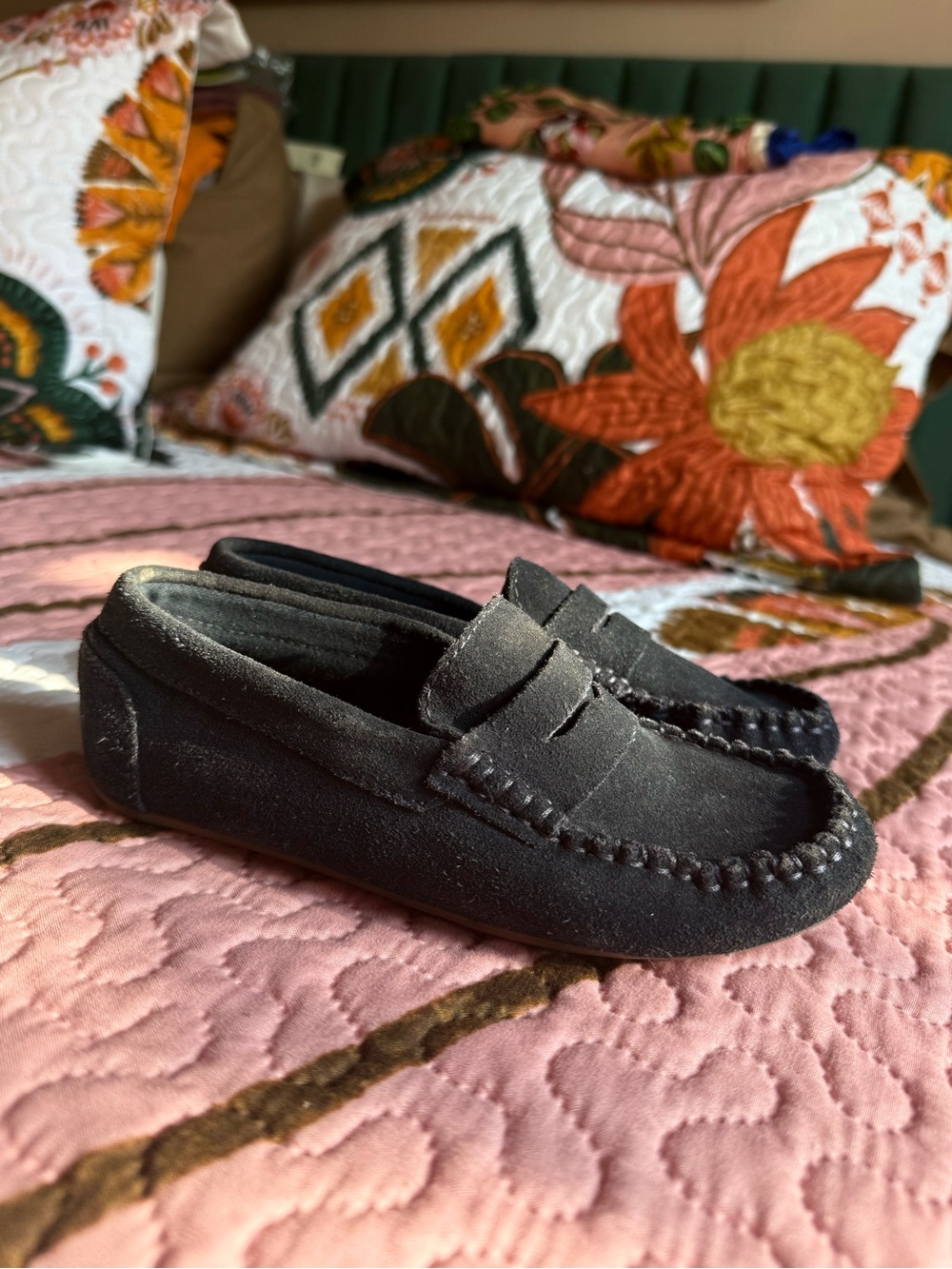 Zara Kids Navy Suede Moccasins
